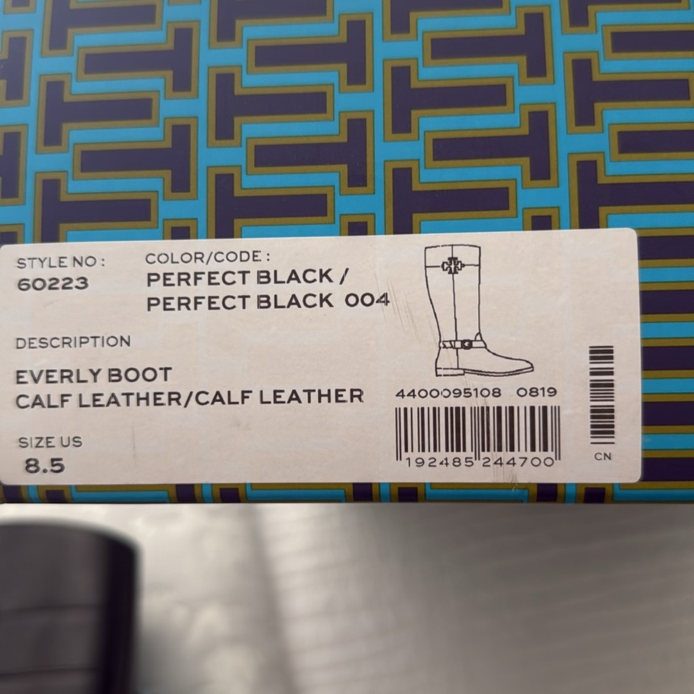 Tory Burch Black Leather Boots with Gold Accents - Picture 8 of 9